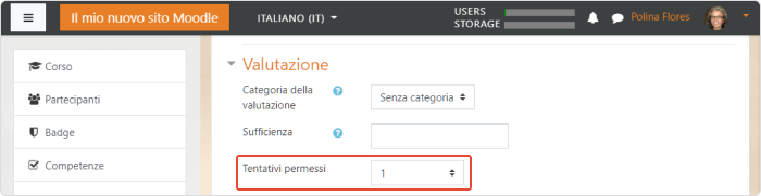 Indica quanti tentativi sono permessi per un quiz Moodle