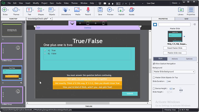 Adobe Captivate Interfaccia di Adobe Captivate