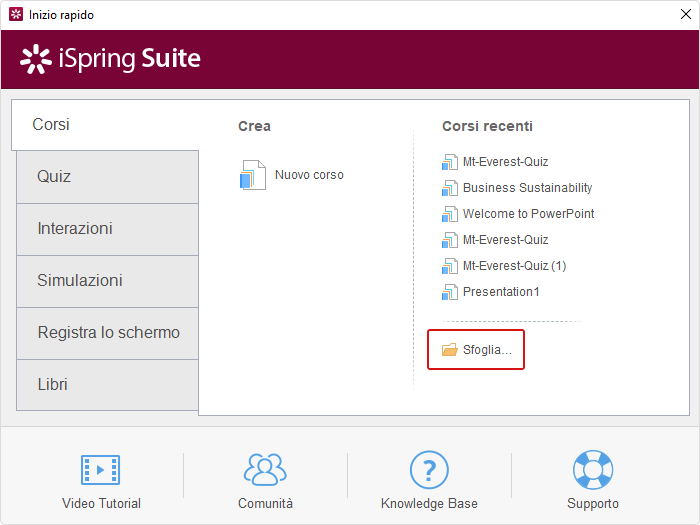 Apri le tue diapositive PowerPoint in iSpring Suite Apri una presentazione PPT in iSpring Suite per convertirla in SCORM