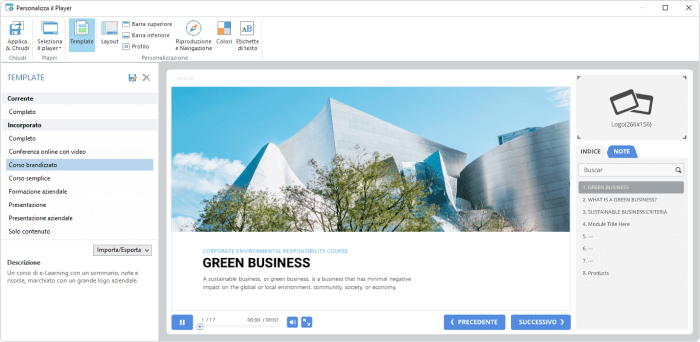 Personalizzazione del Player SCORM Personalizzazione del Player SCORM in iSpring