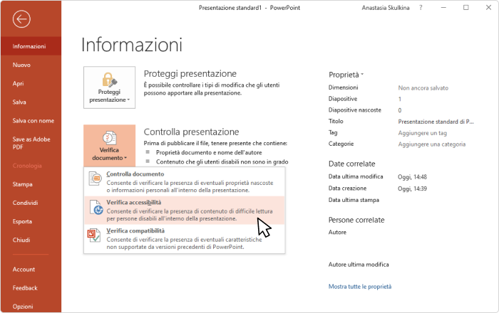 Verifica accessibilità di PowerPoint