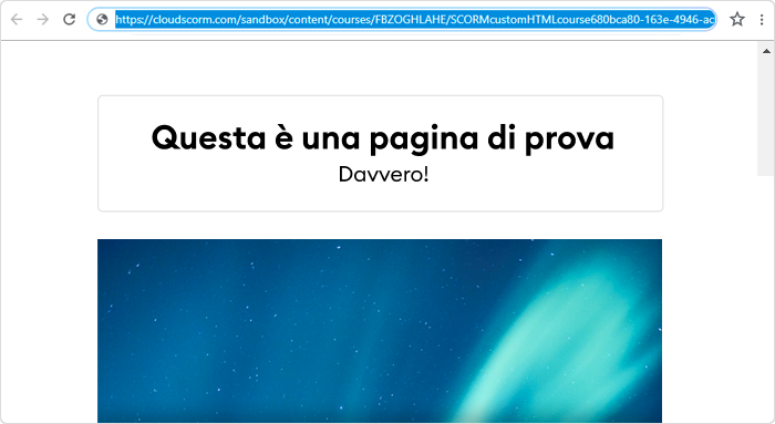 SCO HTML personalizzato in esecuzione in un LMS