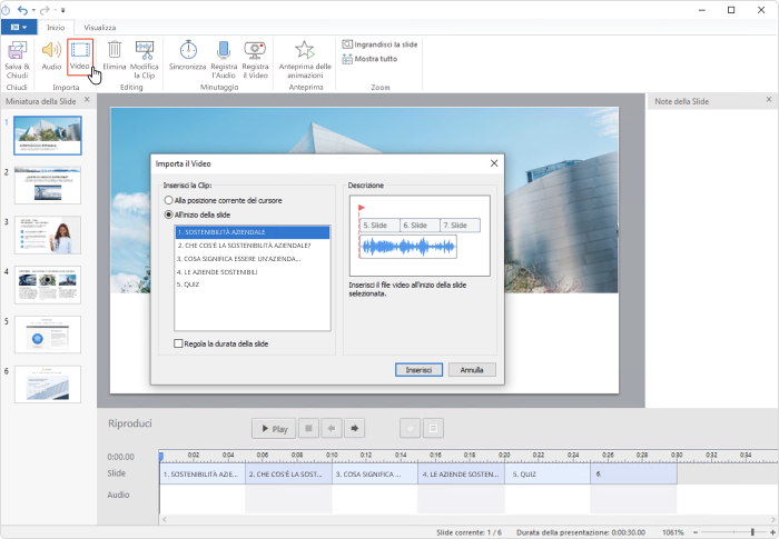 Importa video presentazione