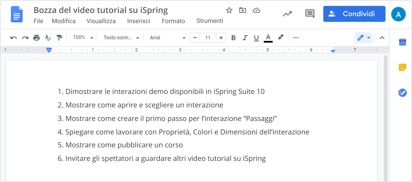 Bozza su come fare un tutorial su iSpring