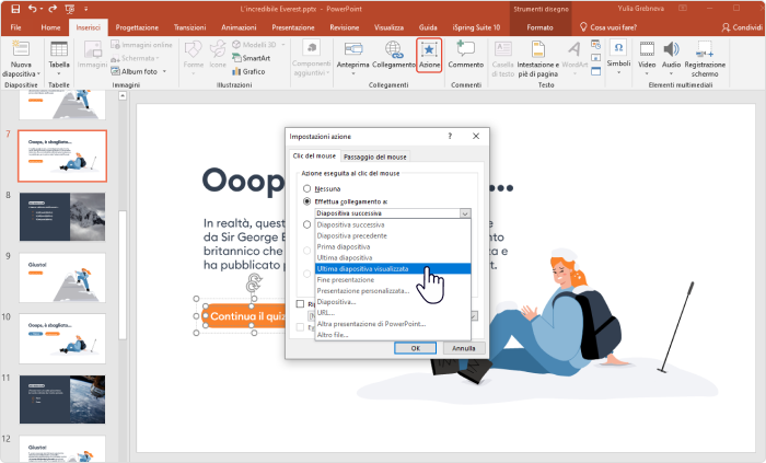 Aggiungere la navigazione a un quiz in PowerPoint 3