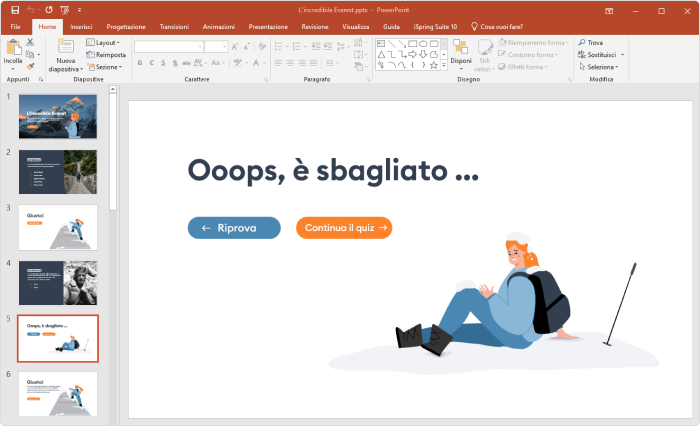 Creare la diapositiva della risposta sbagliata in PowerPoint