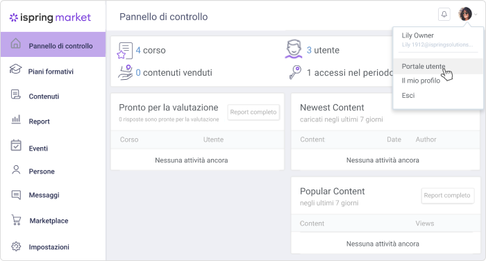 Portale utente Portale utente iSpring Market
