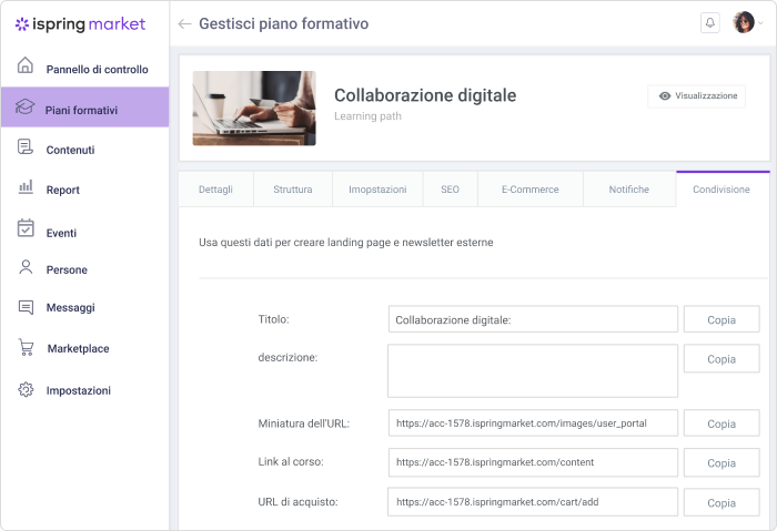 Le opzioni di e-commerce Le opzioni di e-commerce di iSpring Market