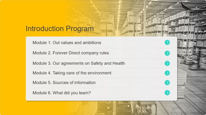 Programma di onboarding di Forever Direct Programma di onboarding per i nuovi dipendenti di Forever Direct