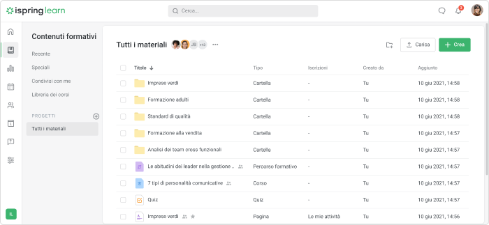 Carica i corsi sul tuo LMS. Un moderno LMS ti permette di caricare un numero illimitato di corsi con pochi clic.
