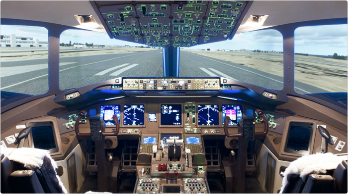 Cabina del simulatore di volo Boeing 777-300ER
