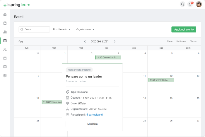 Funzione calendario per il modello 70:20:10