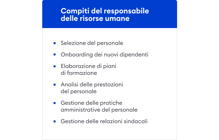 Compiti del responsabile delle risorse umane Compiti del responsabile delle risorse umane