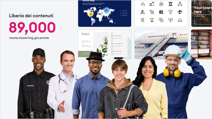 Libreria di Contenuti di iSpring iSpring Suite offre un’ampia libreria di contenuti che aiutano nel realizzare storytelling digitale