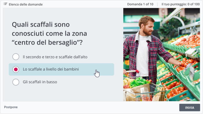 Quiz creato con iSpring Suite Un piano formativo aziendale include test e quiz, come quelli creabili con iSpring