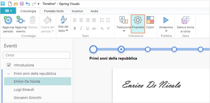 iSpring Visuals permette di gestire le proprietà delle diapositive