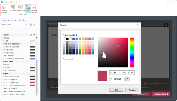 iSpring Visuals permette di personalizzare i colori delle diapositive