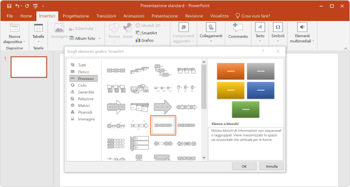 Creazione di una SmartArt in PowerPoint