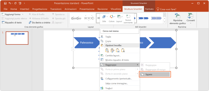 Separare le forme di una SmartArt