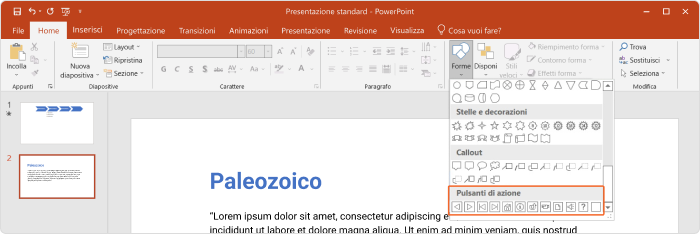 Pulsanti d’azione in PowerPoint