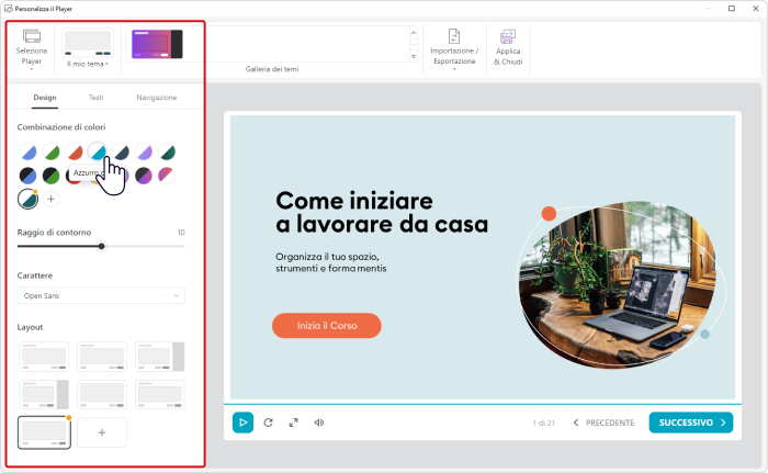 Personalizzazione del Player SCORM in iSpring