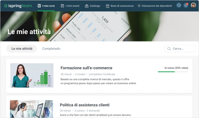 iSpring Learn LMS Corsi in modalità FAD con iSpring Learn