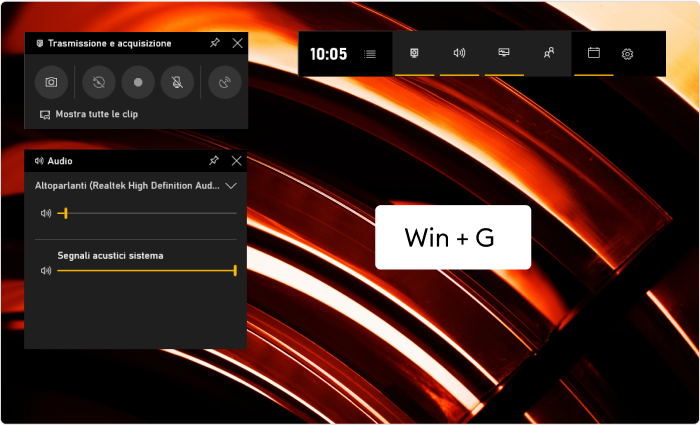 Win + G per registrare lo schermo