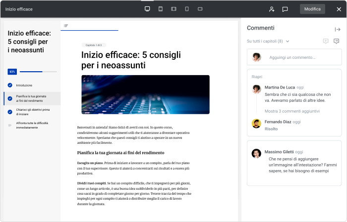 Raccogli feedback con iSpring Space