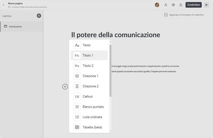 Diversi blocchi di contenuto in iSpring Space