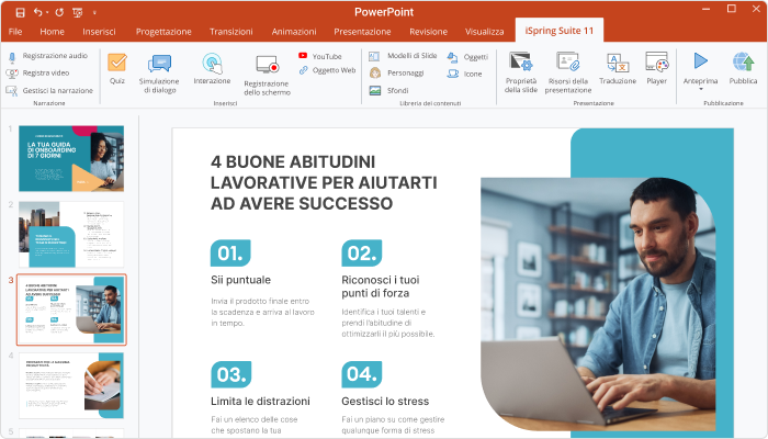 iSpring Suite offre tutte le funzioni necessarie per la professione di business coach