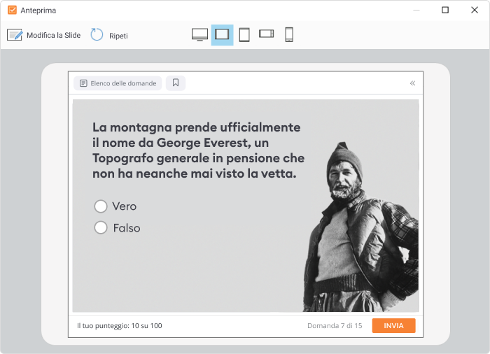 Anteprima in iSpring QuizMaker