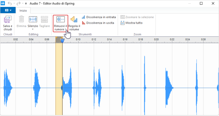 Rimuovere il rumore su iSpring Suite