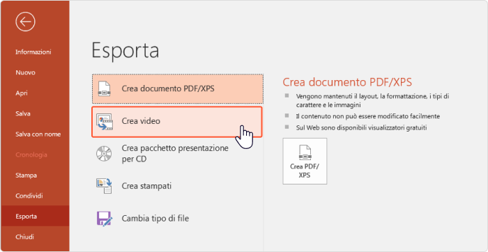 Creare un video in PowerPoint