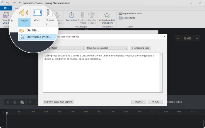 Convertire testo in voce online è estremamente semplice con gli strumenti di iSpring Suite Max