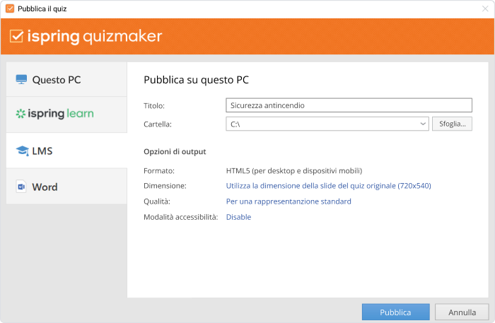 Pubblicare un quiz in Word