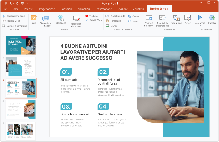 Realizza presentazioni PowerPoint con iSpring Suite Realizza presentazioni PowerPoint con iSpring Suite
