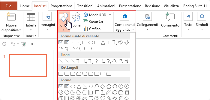 Gamification esempi: inserire forme in PowerPoint