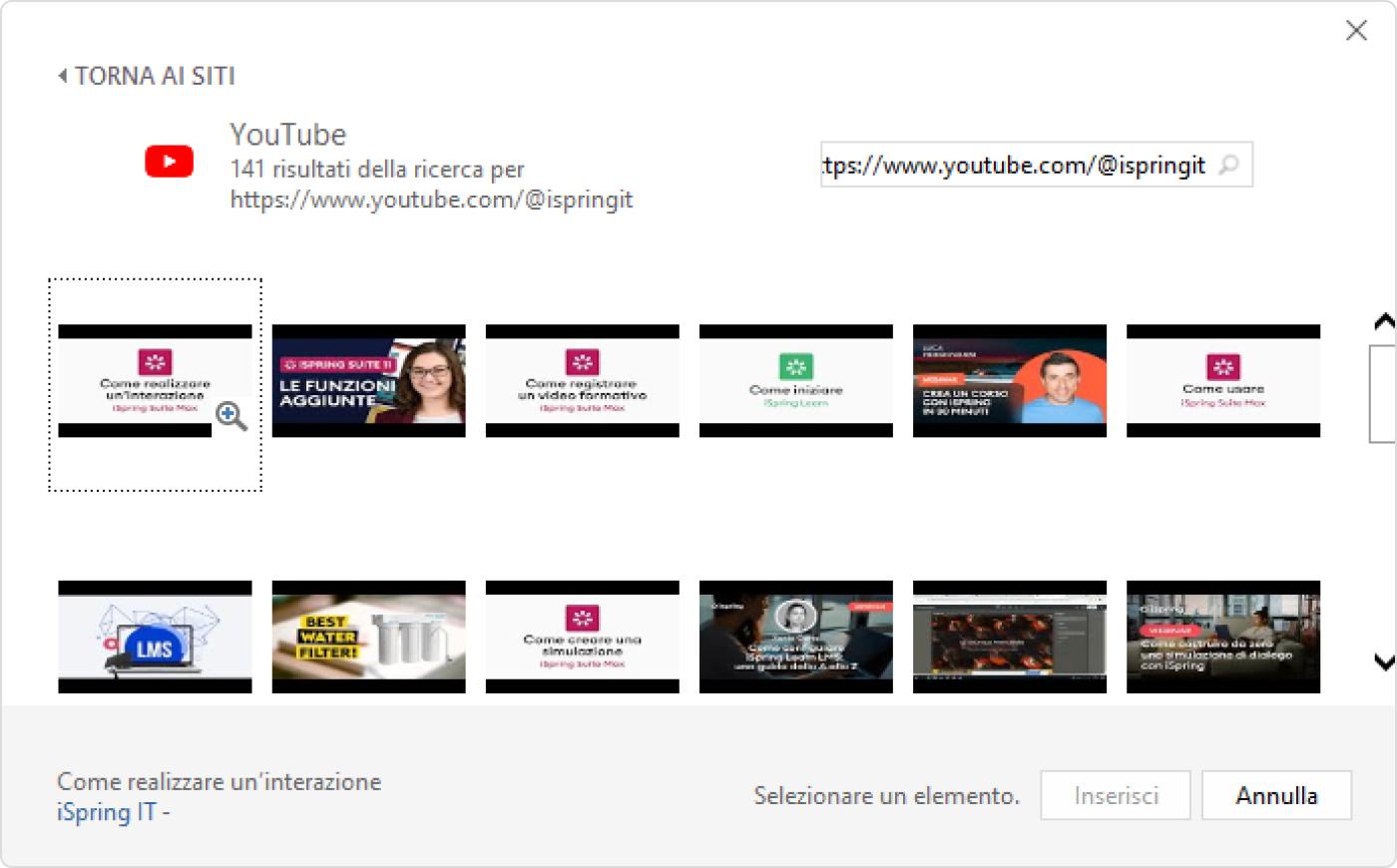 Cercare un video su YouTube