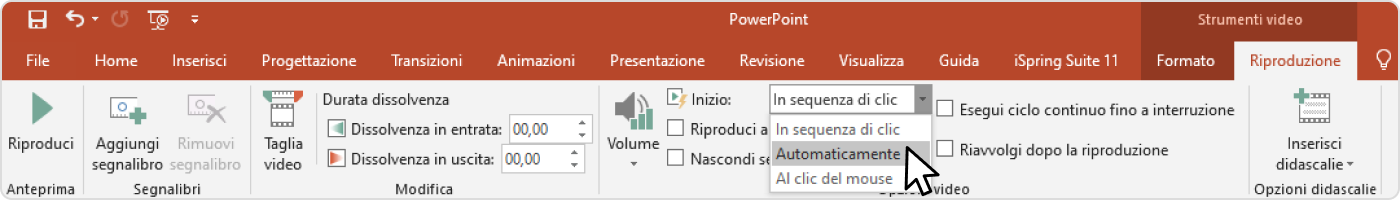 Riproduzione automatica di un video