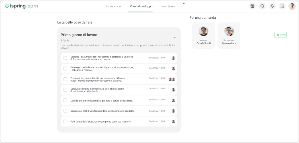 Modulo Piani di Sviluppo su iSpring Learn Sviluppo professionale con iSpring Learn