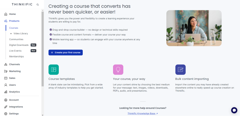 Creare e vendita corsi online con Thinkific