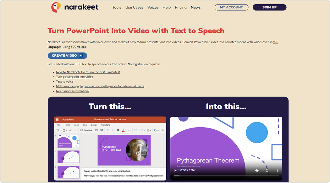 Il sintetizzatore vocale Narakeet