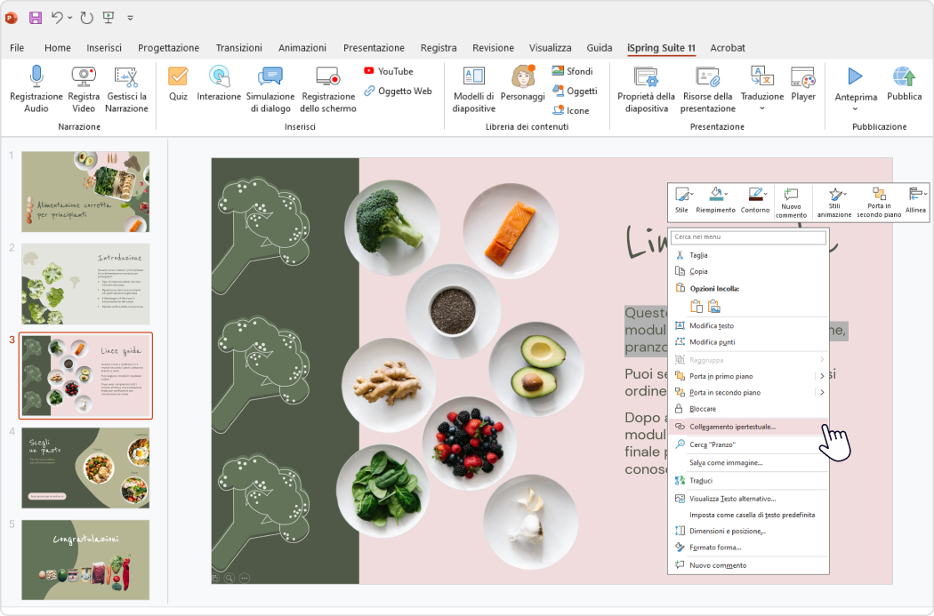 Indice della presentazione: creare un link ipertestuale su PowerPoint