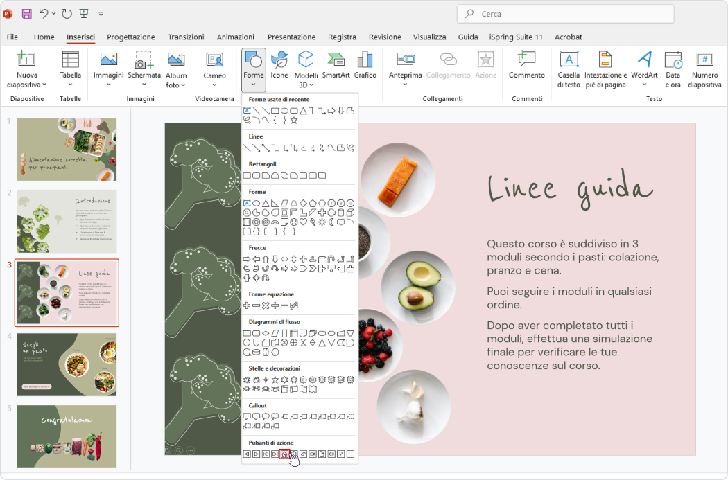 Indice della presentazione: inserire un tasto Home su PowerPoint