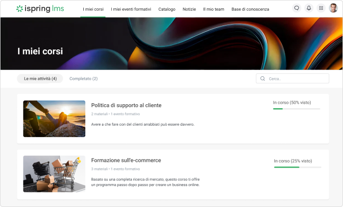 iSpring LMS Processo di onboarding con iSpring LMS