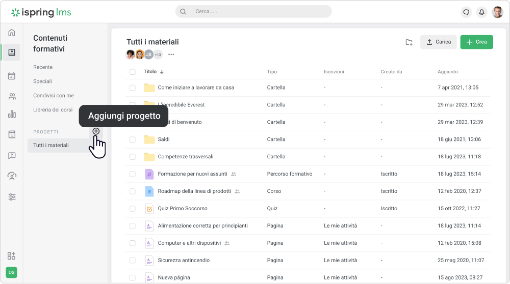 Base di Conoscenza in iSpring LMS Compliance aziendale: Base di Conoscenza