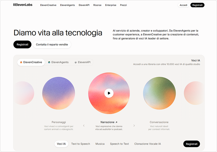 Eleven Labs Sintesi da testo a voce realistica con Eleven Labs