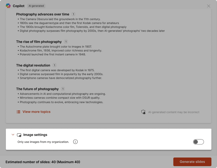 Usare immagini su Copilot Copilot su PowerPoint: usare immagini su Copilot