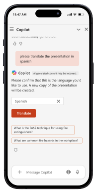 Traduci la presentazione Copilot su PowerPoint: traduci la presentazione