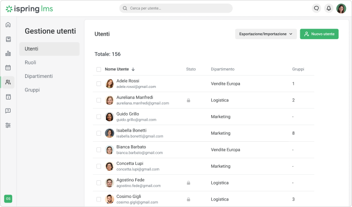 Aggiungere utenti Come fare una comunicazione aziendale con iSpring LMS